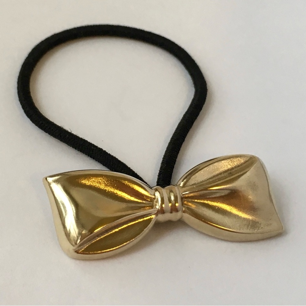 Bronze Metal Handmade Gold Toned Bow Hair Tie - Women Accessories